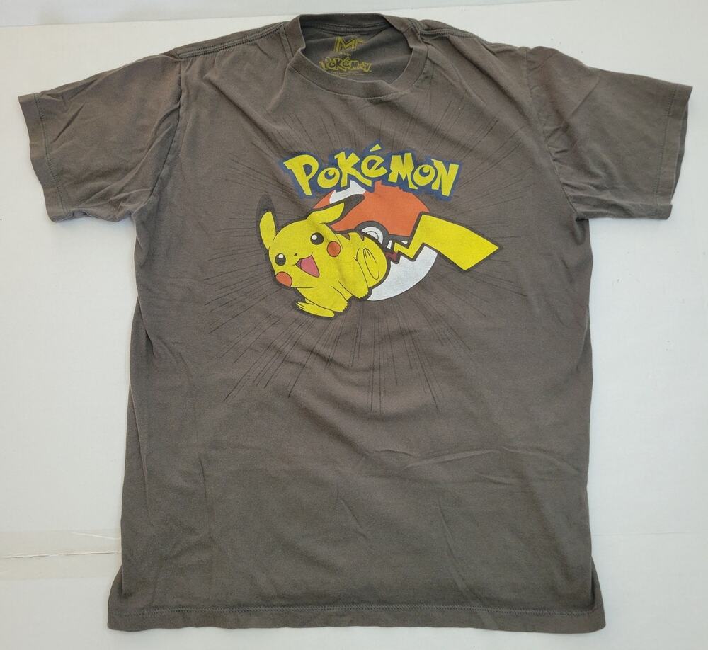 MF Presents Pikachu Pokémon Gray T-Shirt 2012 Vintage Made in Mexico Size L